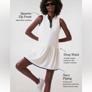 Tuckernuck Sport White and Navy Quarter-Zip Tennis Dress